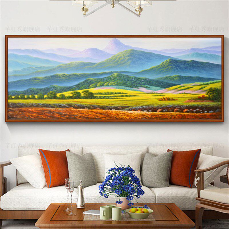 数字油画鸿运当头diy填色油彩画客厅风景大幅山水画巨人山装饰画