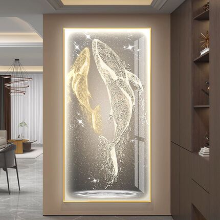 鲸鱼LED氛围灯玄幻高端装饰画玄关入户正对门挂画走廊过道壁灯画