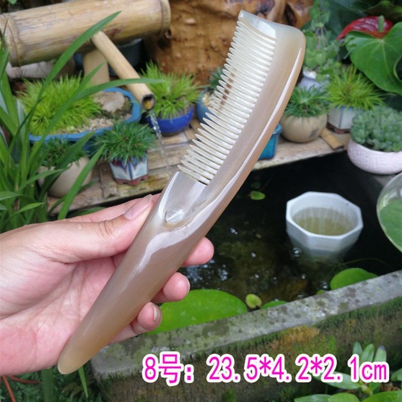 天然手工免压 白水牛角梳子 细齿长直发 按摩防脱发静电白发 苗寨