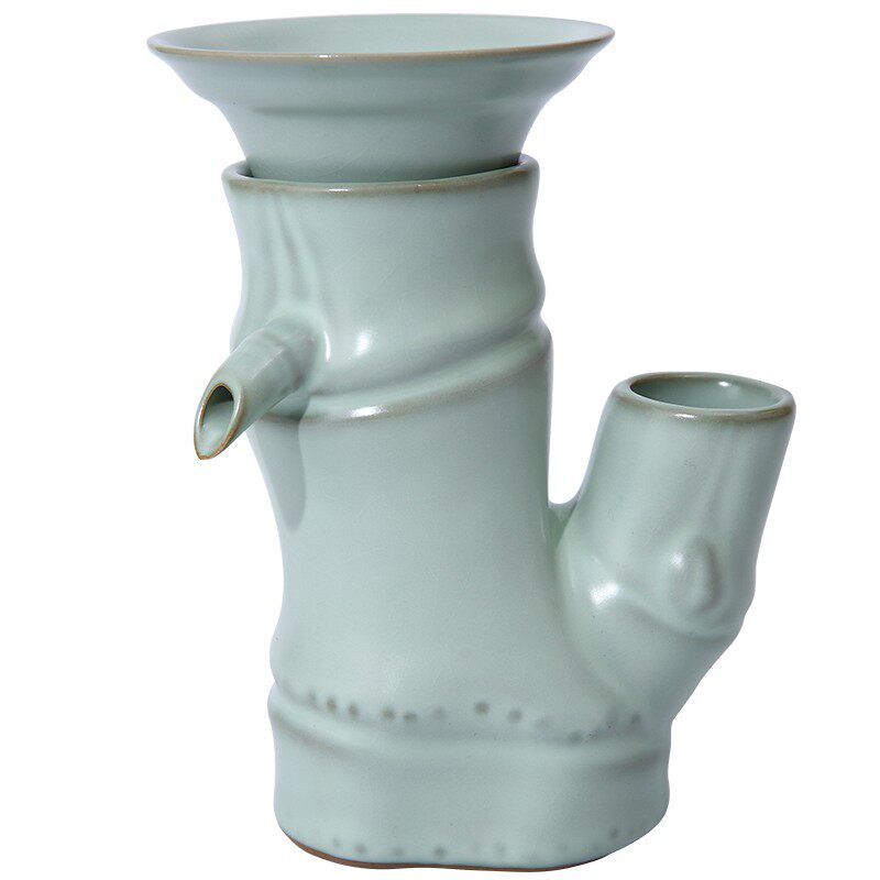 美到家汝窑竹节过滤器茶漏架陶瓷茶具泡茶器滤网茶隔茶叶过滤创意