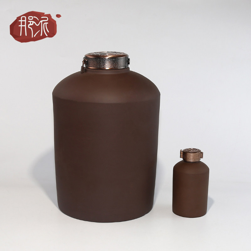 宜兴原矿紫砂密封家用陶瓷酒坛子1/3/5/10/30/50/100斤大酒瓶酒缸