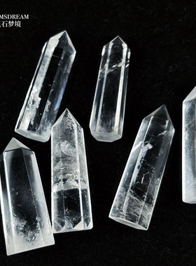 天然矿物能 白水晶单尖柱6-7cm 梦幻紫水晶球粉水晶球4cm摆件小