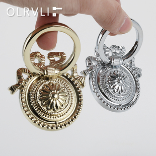 olrvli欧式黄铜金色拉环拉手中古法式抽屉拉手银色玄关柜子把手