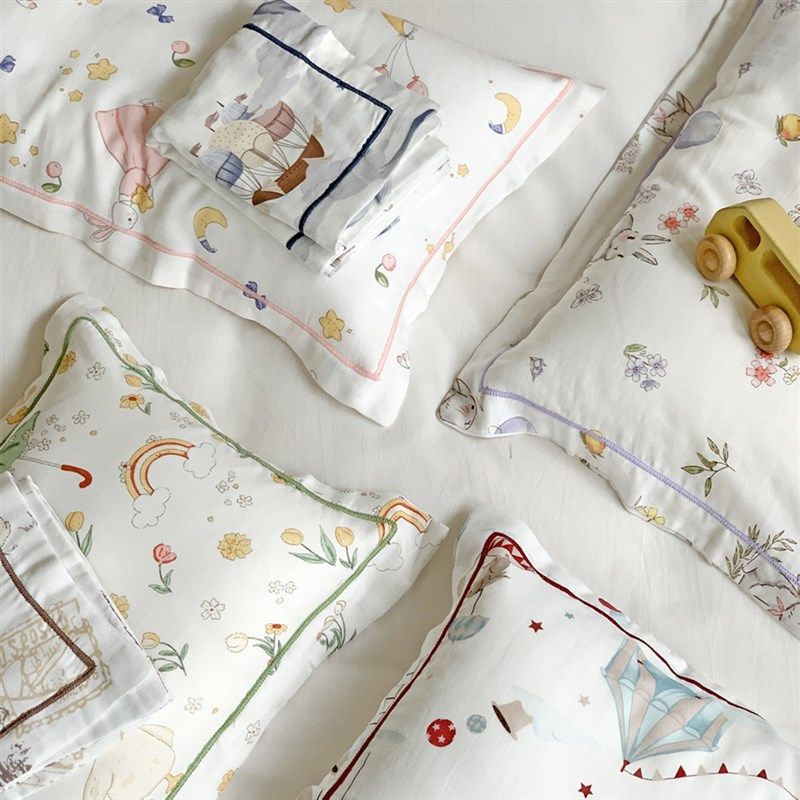 A类卡通儿童竹棉纱布枕套幼儿园宝宝枕头套乳胶枕记忆枕枕套30*50