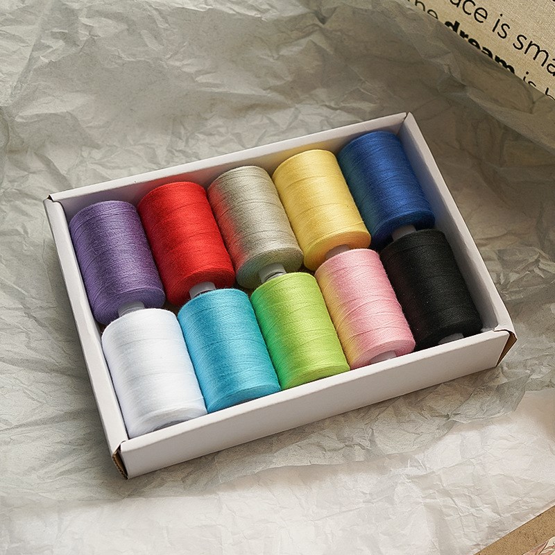 家用缝纫机线300米涤纶线 DIY彩色小卷203缝纫线 10色牛仔线套装