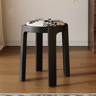 家用实木凳子可叠放餐椅中古餐桌凳子不占地方圆凳法式梳妆椅子