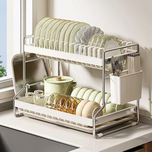 厨房碗架沥水架不锈钢碗碟置物架轻奢碗盘碗碟家用置放碗筷收纳盒
