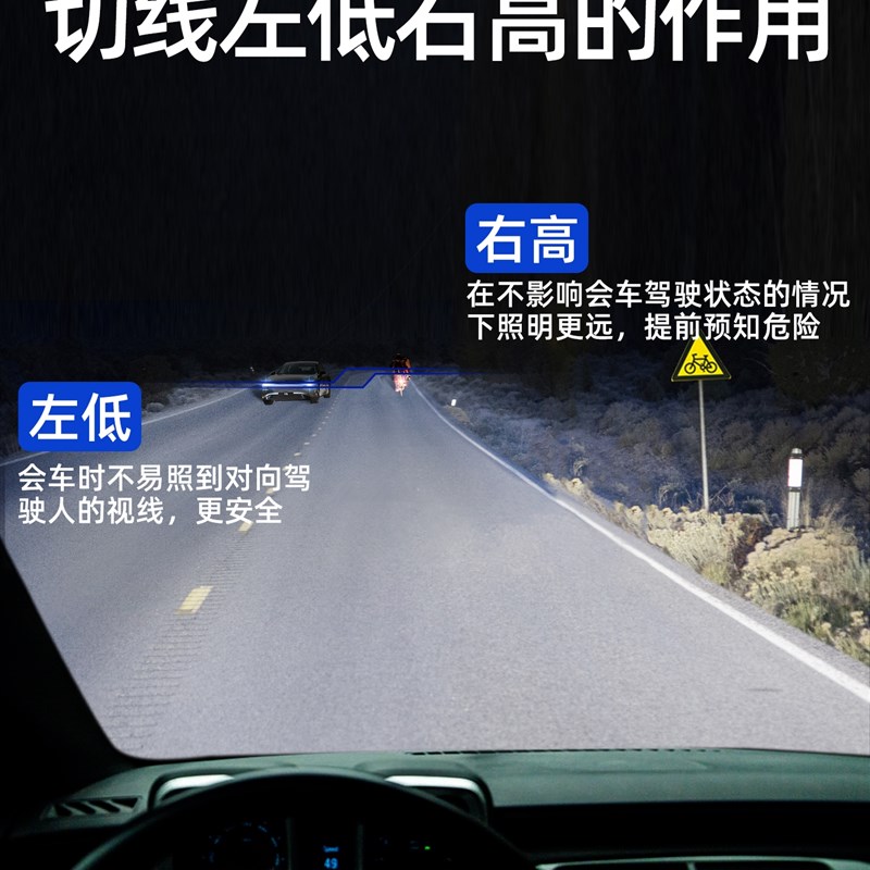 H摩远近一体三光矩阵双透镜汽车LE亮大灯泡超D强光4托车货车改装