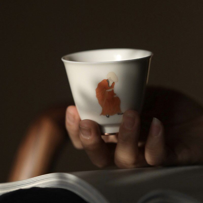无相红衣罗汉铜边吾杯茶杯主人杯个人单杯陶瓷功夫茶具杯子