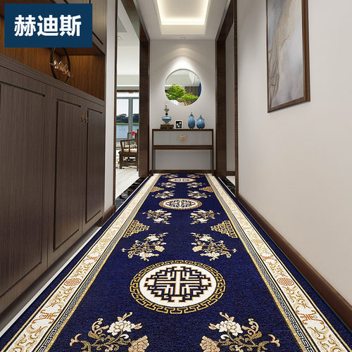 高档走廊地毯过道中式家用客厅玄关地垫满铺酒店宾馆长条防滑定制