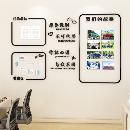 团队员工风采展示照片墙公司企业文化墙办公室宣传公告栏墙面装饰