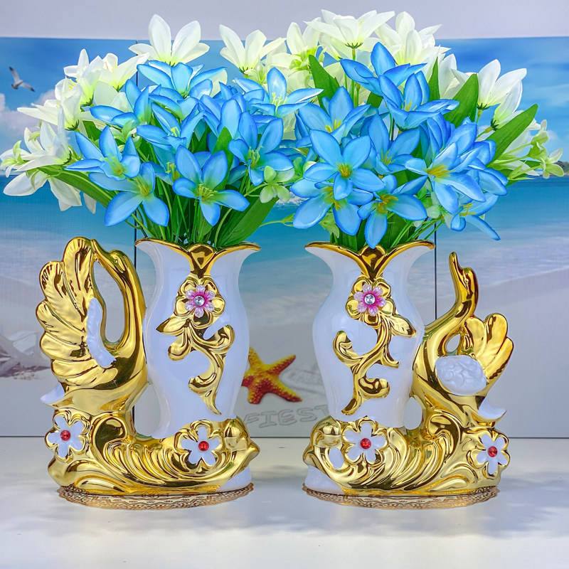 欧式花瓶家居陶瓷摆设电视柜酒柜插花仿真花装饰品结婚白天鹅摆件,家居饰品,花瓶,淘宝优惠券,粉丝福利购,淘宝优惠卷