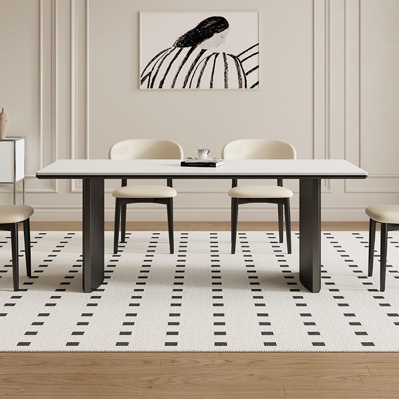 德利丰岩板餐桌家用长方形法式奶油中古风高端全托黑色小户型饭桌,住宅家具,岩板餐桌,淘宝优惠券,粉丝福利购,淘宝优惠卷