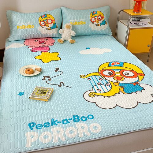 卡通啵乐乐冰丝乳胶凉席学生宿舍单人空调软席子儿童可水洗凉感席