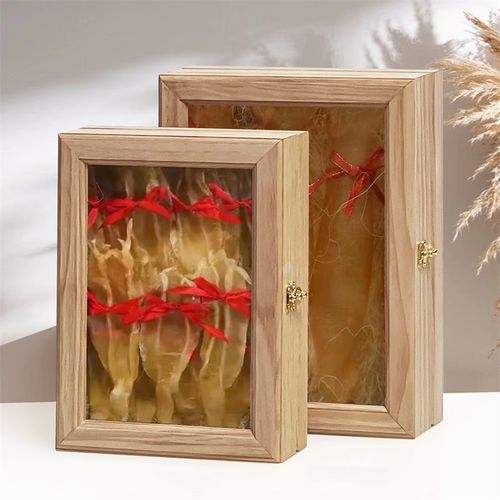 方形长方形天然环保松木盒子500克赤嘴胶北海胶鳘鱼胶250克包装盒