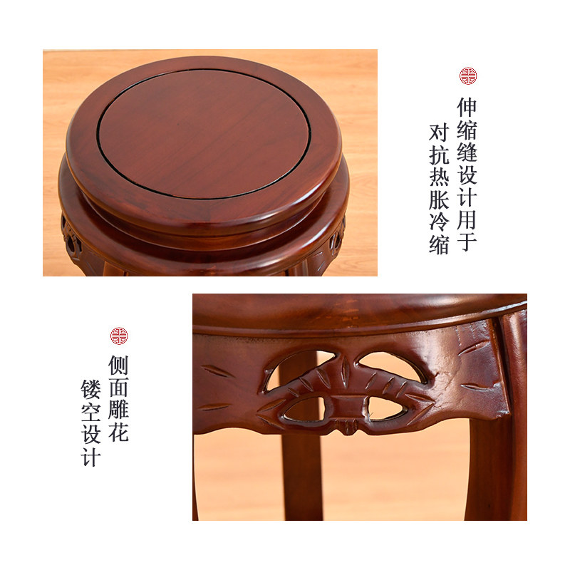 中式实木古筝凳圆凳子明清古典餐桌凳琴凳榆木仿古板凳矮凳鼓凳