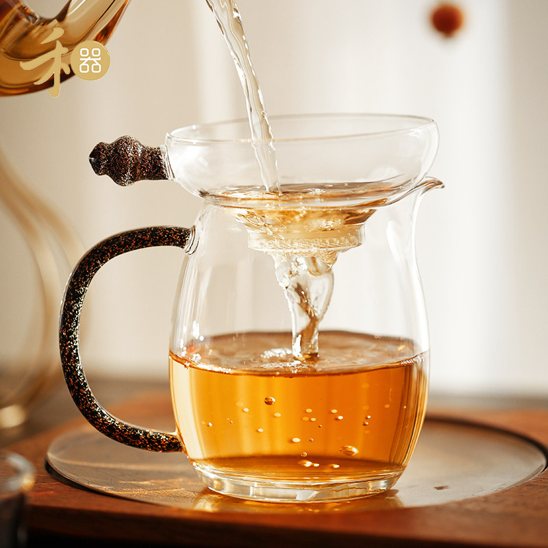 奉珠茶滤一体式玻璃茶漏过滤茶渣创意茶滤器茶叶过滤网茶配件