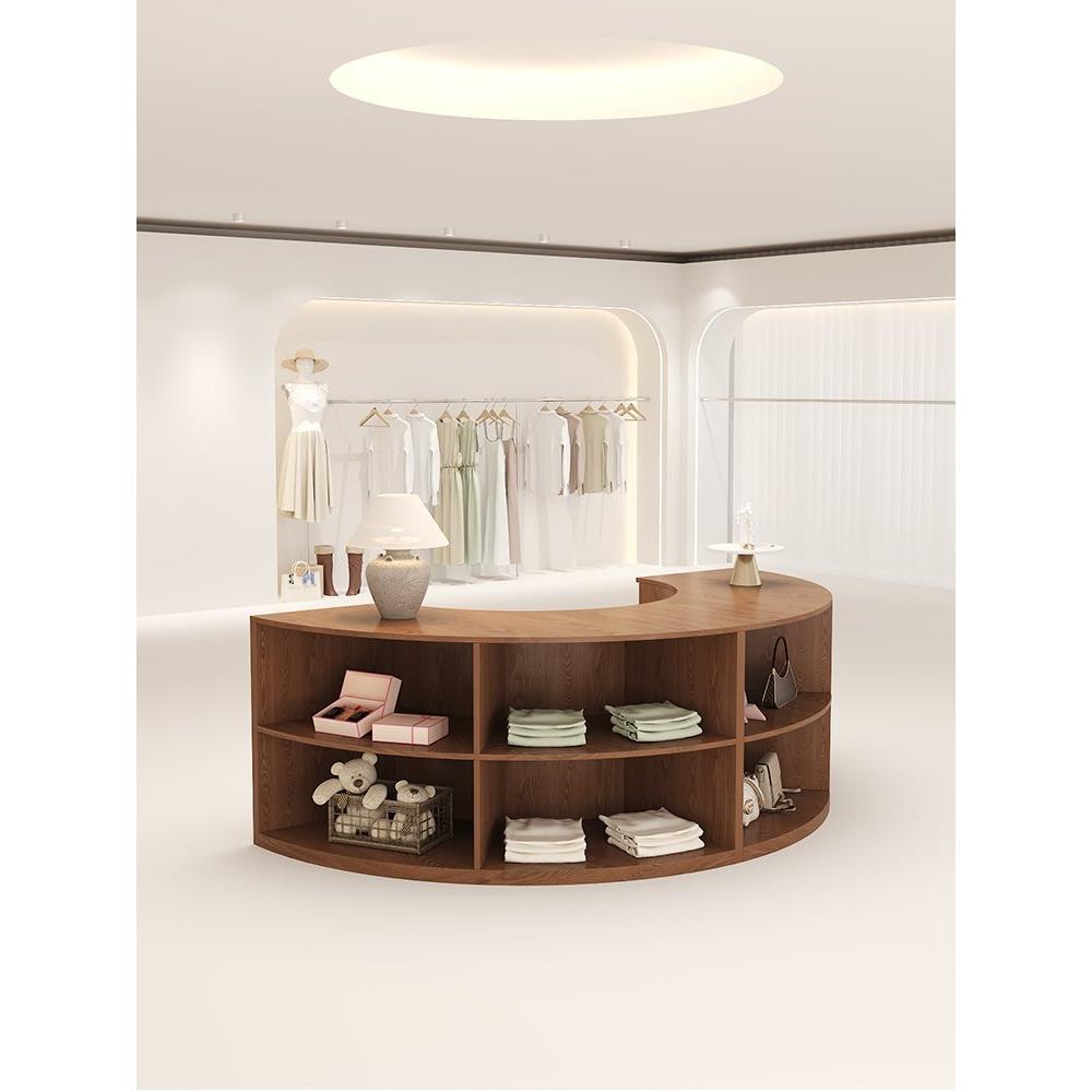 服装店中岛展示台半圆弧形陈列柜女装店展示柜饰品柜中岛柜展示台