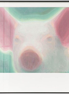 刘艺超x仟象映画现代单幅卧室装饰画 玄关壁画酒店手工艺术画猪