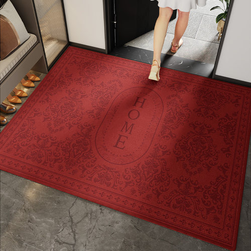 红色喜庆乔迁新居入户门地垫新年家用门口进门垫子防滑可裁剪地毯