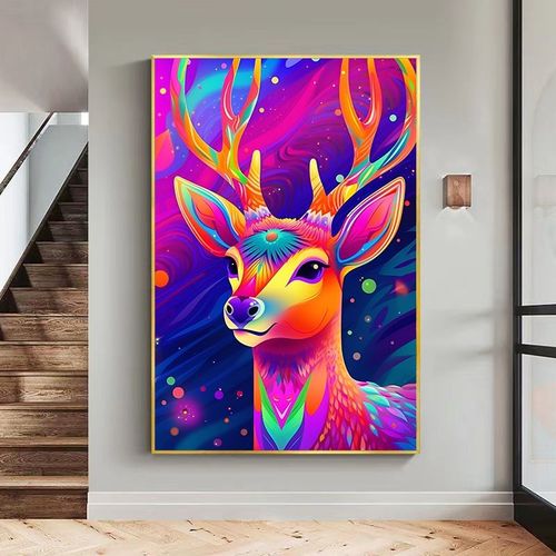 神鹿数字油画diy油彩画手工填色填充解压高级感创意涂鸦丙烯绘画