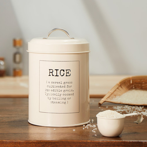 粉颜 欧式复古风家用小号圆米桶5斤密封防潮面粉桶3斤送勺