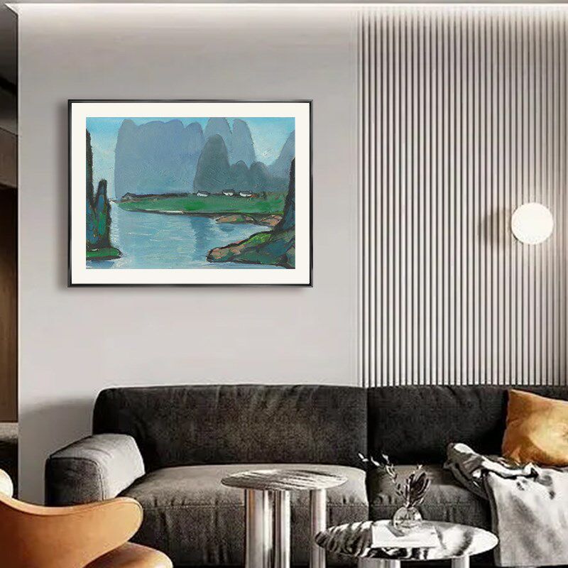 清新早春克漓江景色版画沙发客厅卧室摆台艺术床头背景墙壁挂画