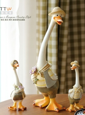 可爱的田园一家三口鸭树脂摆件 儿童房摆件家居饰品装饰摆件