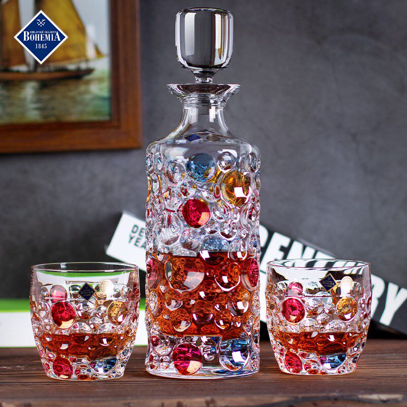捷克BOHEMIA水晶玻璃威士忌杯洋酒杯酒瓶套装分酒器酒瓶
