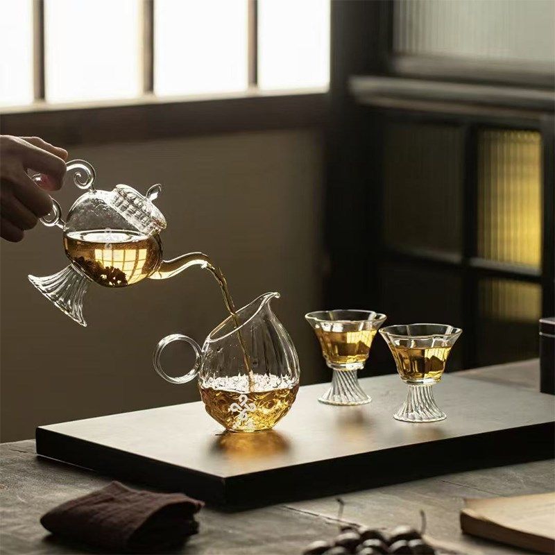 尚器 复古玻璃茶壶高足美人咖啡壶耐高温泡茶壶红茶壶家用下午茶