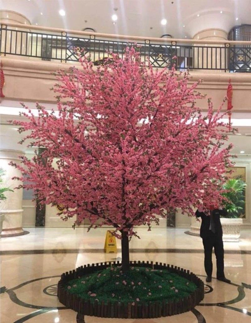 仿真 款花艺套装桃花树新 装饰客厅落地婚庆许愿树爱情橱窗人造景