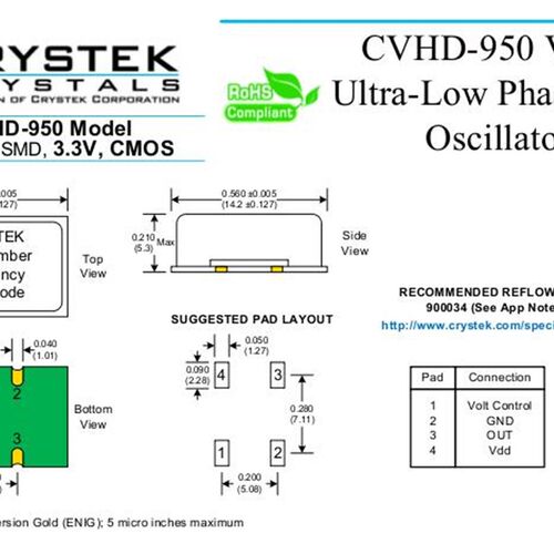 VCXO 压控贴片晶振 4脚 CVHD-950-100.00 100.00MHZ 100MHZ 100M