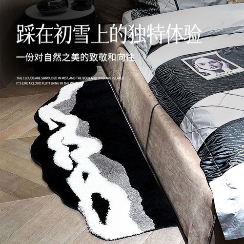 机织苔藓地毯儿童房客厅床边地毯卧室暖藻绿色地毯床边毯草地地毯