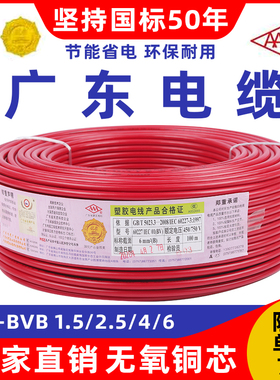 广东电缆厂阻燃ZC-BVB 1.5/2.5/4/6 平方国标单塑多股铜芯电线