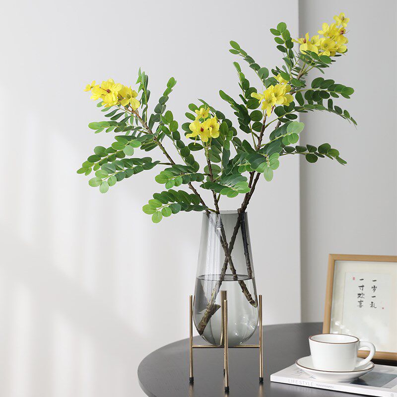 黄槐花仿真花假花摆设客厅仿生花客厅餐桌玄关装饰品花艺插花摆件