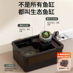 小鱼缸客厅小型压克力桌面景观背古法养鱼造景小型自循环免换水Y