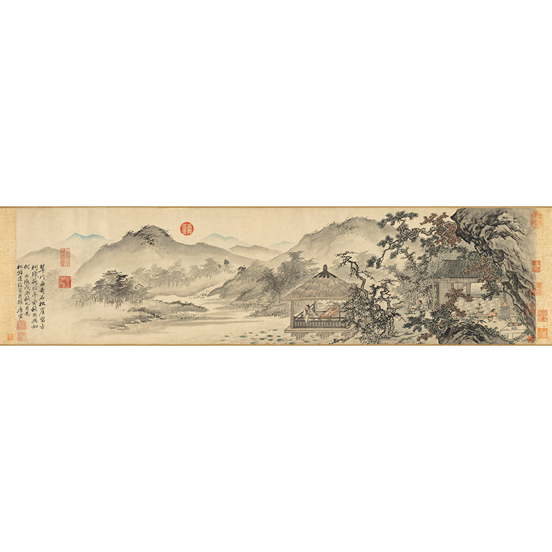 名画复制品唐寅唐伯虎松崖别业写意山水画国画艺术微喷临摹装饰画