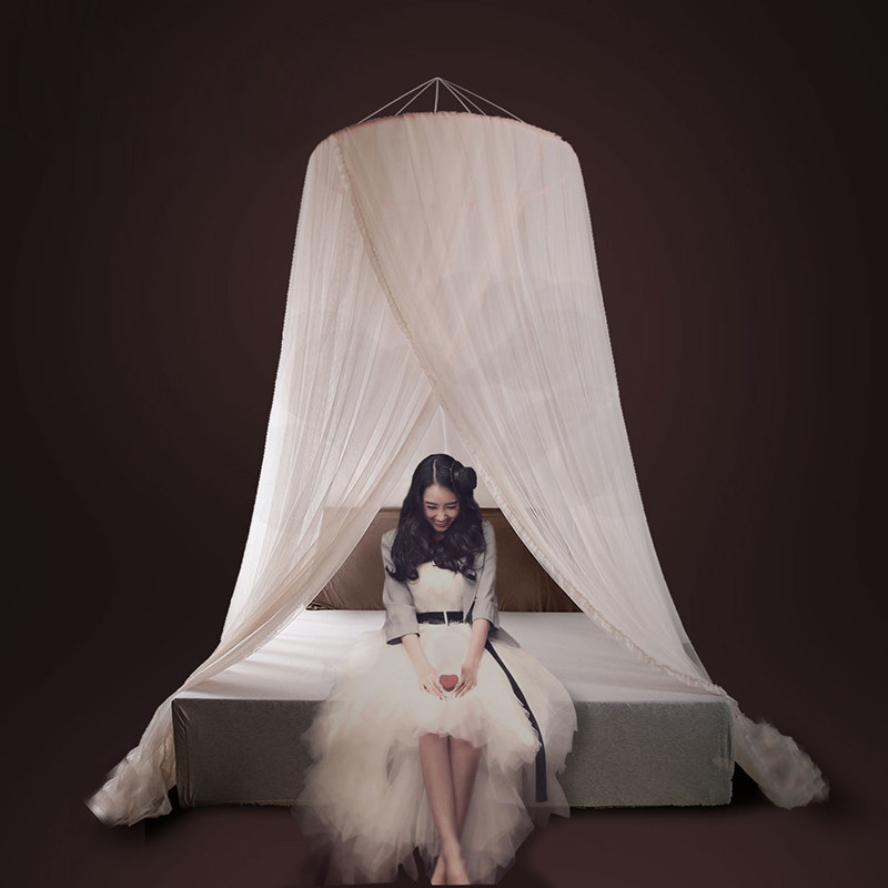 2023新款家用圆顶蚊帐吊顶式免安装挂钩天花板高级落地床幔1.5米