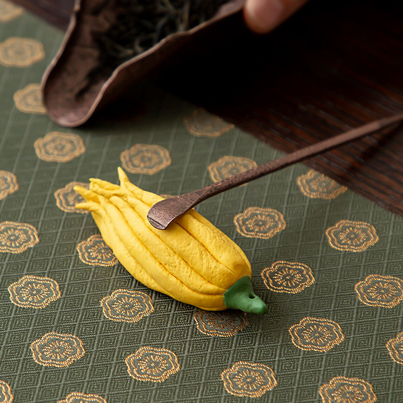 手作佛手瓜茶宠摆件茶桌装饰小摆件佛道陶瓷手捏陶瓷花文艺茶道