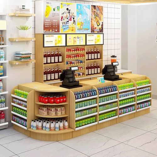 吧台收银台便利店超市收银台母婴餐饮柜台转角简约现代前台接待台