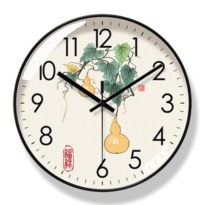 易普拉6314国风百财纳福客厅卧室挂钟中式万事如意自动对时电波钟