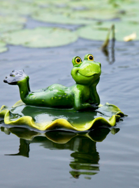 花园装饰庭院水景鱼池鱼缸水池造景仿真动物浮水青蛙树脂漂浮摆件