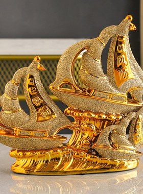 一帆风顺帆船摆件乔迁新居礼品桌面书房工艺品创意家居客厅装饰品