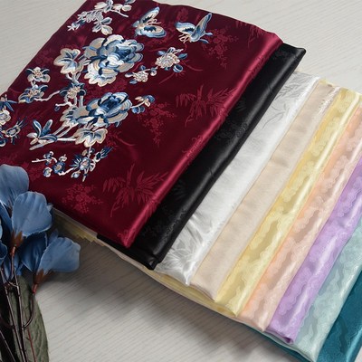 清汉女三蓝青花刺绣提花马面裙百褶裙裁片汉服布面料玉猫家