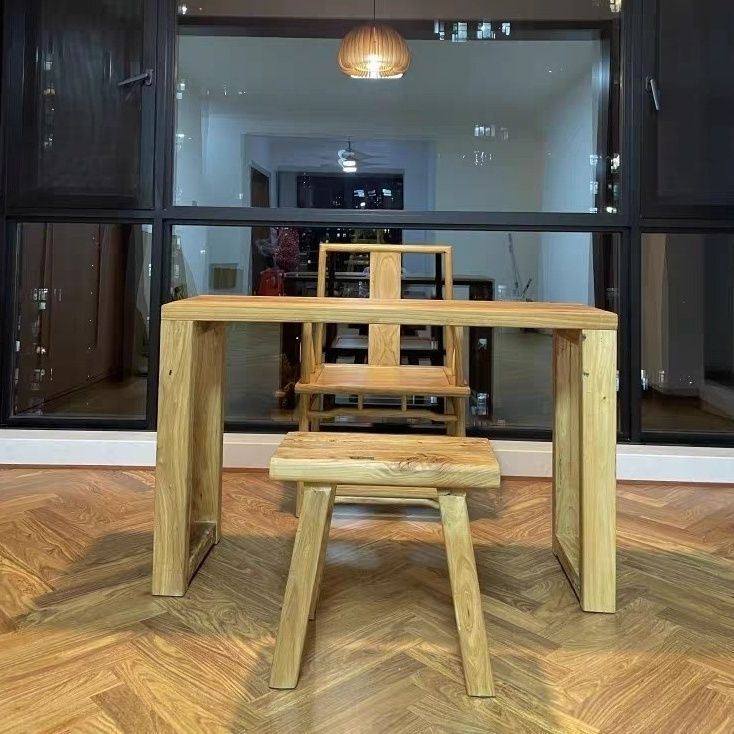 实木吧台桌靠墙简约书桌长条桌案榆木风化茶桌供桌长方形民宿餐桌