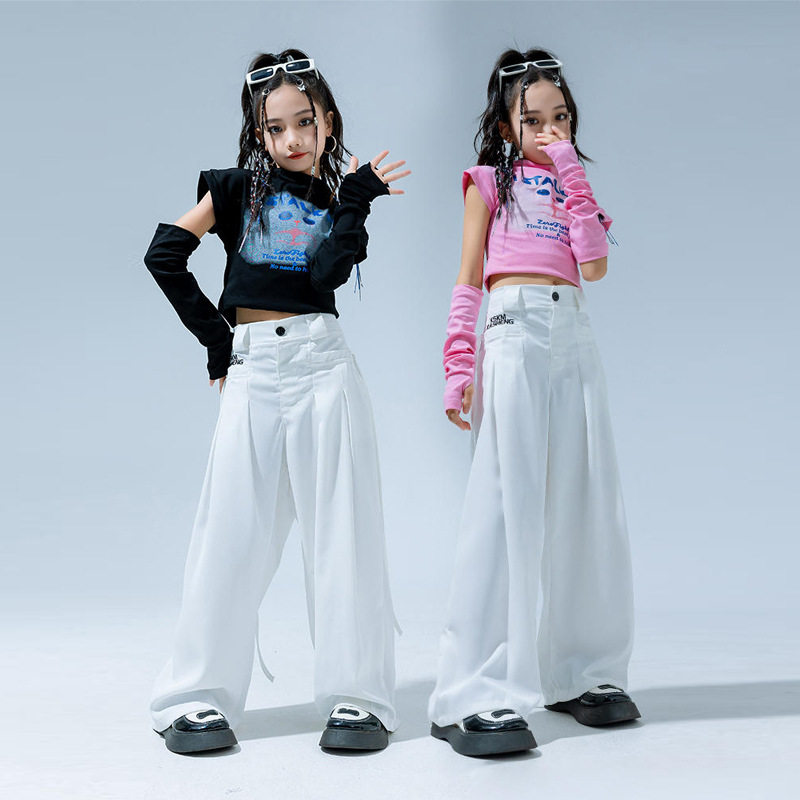 2026新款女童秋季街舞表演服阔腿裤工装裤爵士舞街舞裤子猫咪多巴