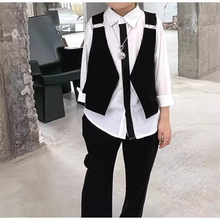 2026新款童装秋季马甲套装潮童穿搭休闲英伦绅士风洋气一件代