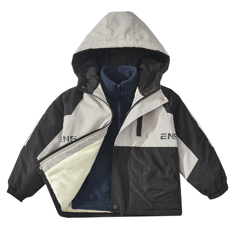 2025新款童装男童外套秋冬款儿童两件套冲锋衣派克服宝宝加绒,童装/婴儿装/亲子装,儿童冲锋衣,淘宝优惠券,粉丝福利购,淘宝优惠卷