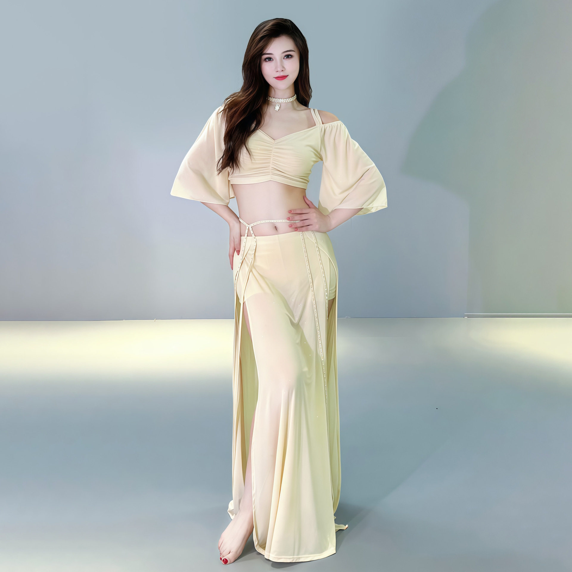2026新款舞娘原创小众设计摩卡肚皮舞服装夏季网纱练功服套装班服