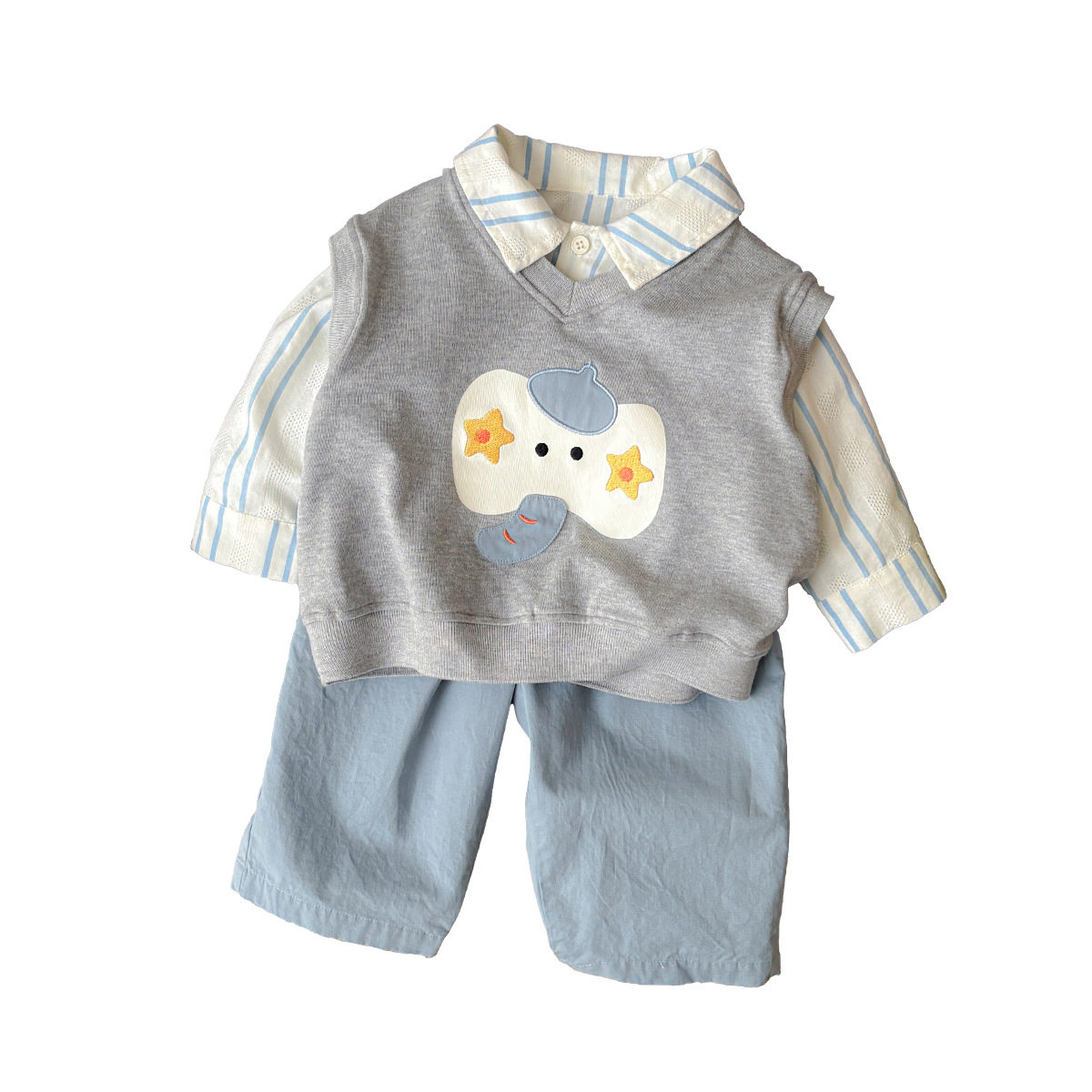 2026新款男童套装春装儿童洋气时髦衣服宝宝帅气衬衫马甲休闲